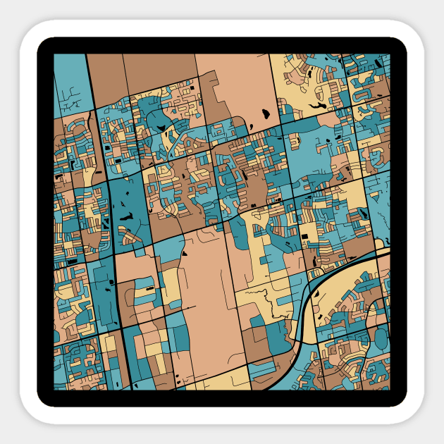 Vaughan Map Pattern in Mid Century Pastel Sticker by PatternMaps